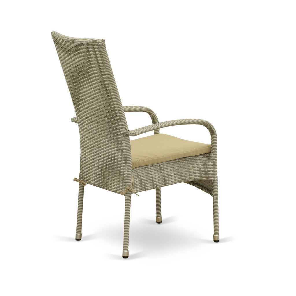 East West Furniture OSLC103A Oslo Outdoor Wicker Dining Arm Chairs with Cushion