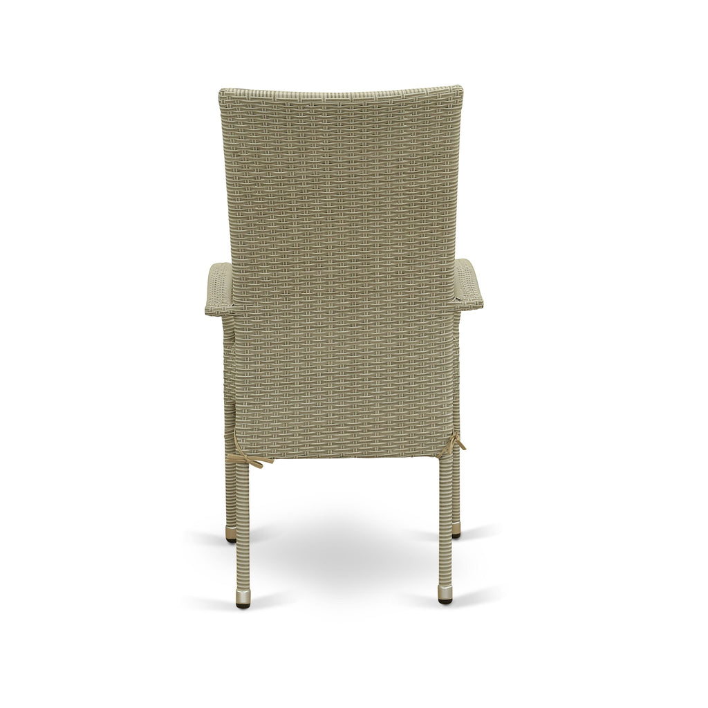 East West Furniture OSLC103A Oslo Outdoor Wicker Dining Arm Chairs with Cushion