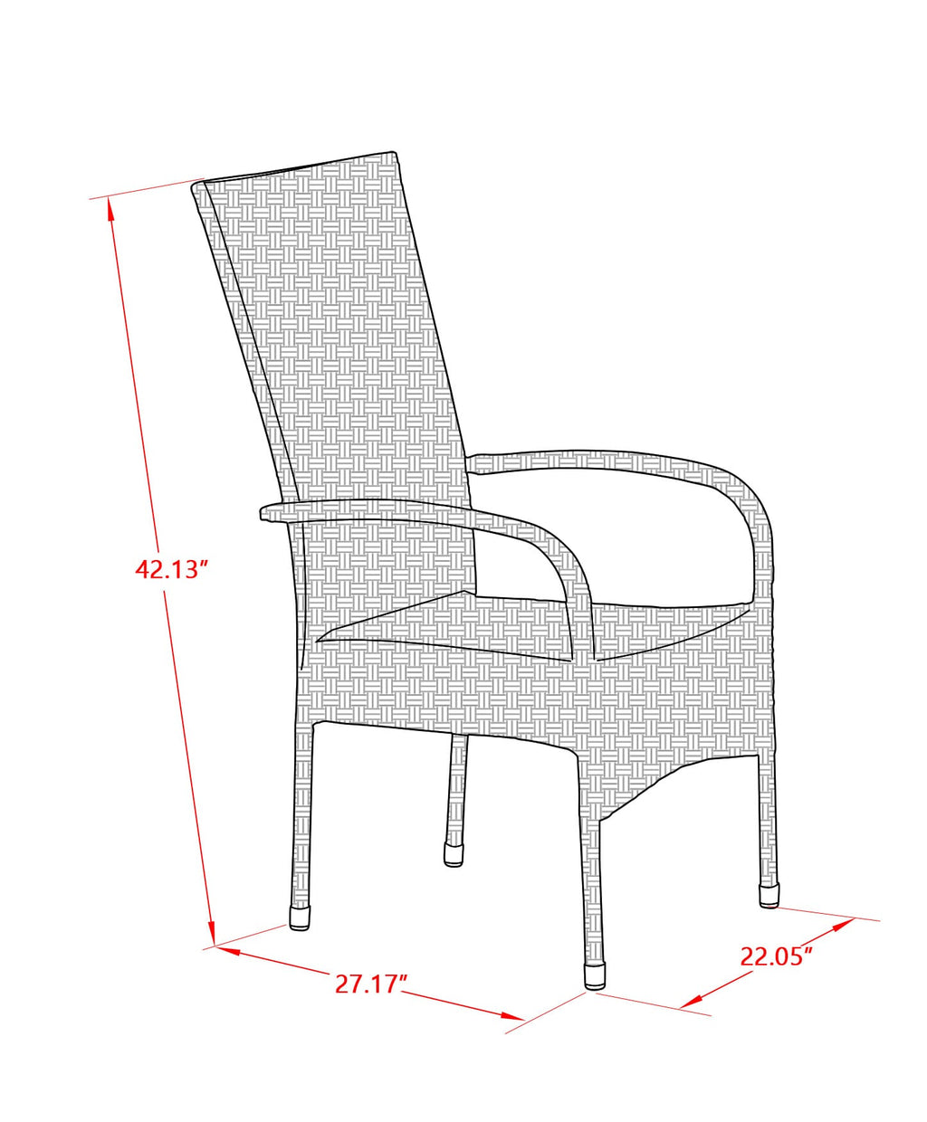 East West Furniture OSLC103A Oslo Outdoor Wicker Dining Arm Chairs with Cushion