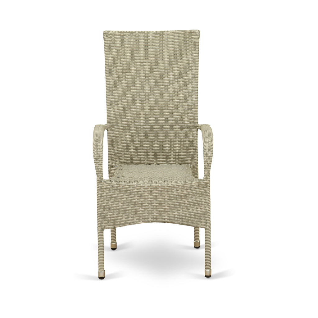 East West Furniture OSLC103A Oslo Outdoor Wicker Dining Arm Chairs with Cushion