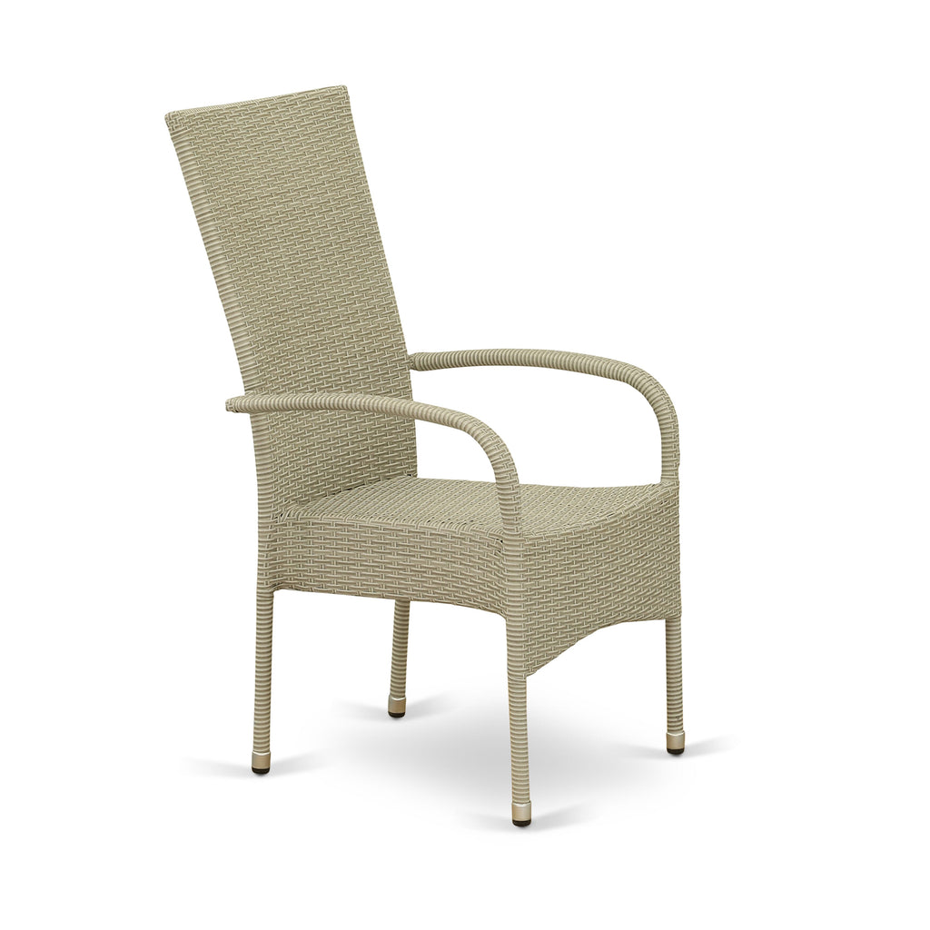 East West Furniture OSLC103A Oslo Outdoor Wicker Dining Arm Chairs with Cushion