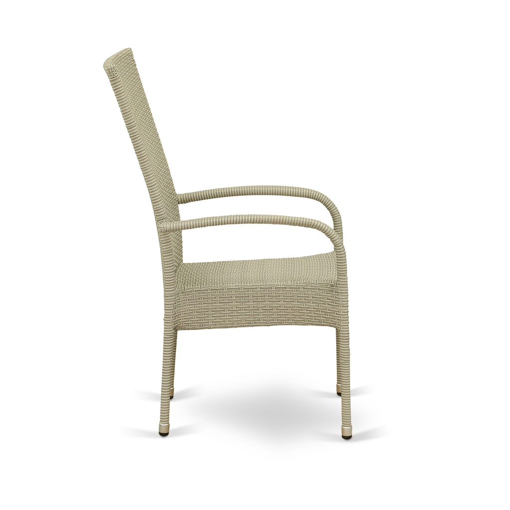 East West Furniture OSLC103A Oslo Outdoor Wicker Dining Arm Chairs with Cushion