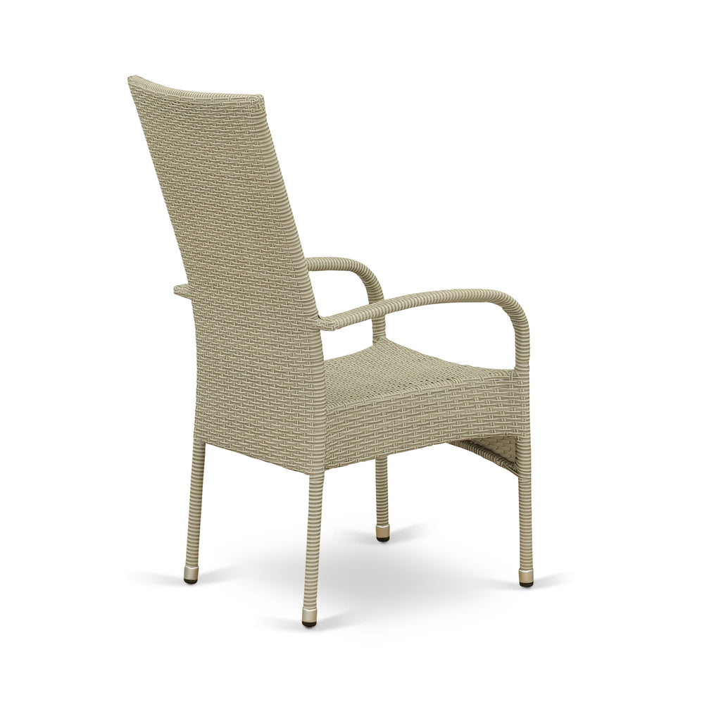 East West Furniture OSLC103A Oslo Outdoor Wicker Dining Arm Chairs with Cushion