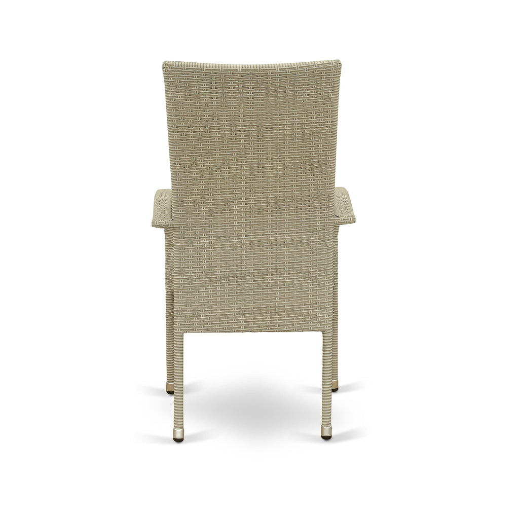East West Furniture OSLC103A Oslo Outdoor Wicker Dining Arm Chairs with Cushion
