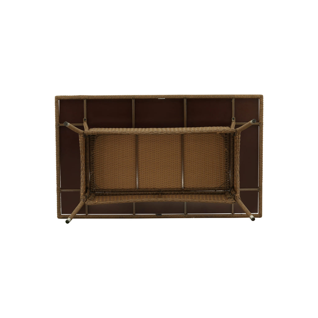 East West Furniture OSLTG02 Oslo Outdoor Wicker Dining Table - Rectangle PE Wicker Table with Glass Top