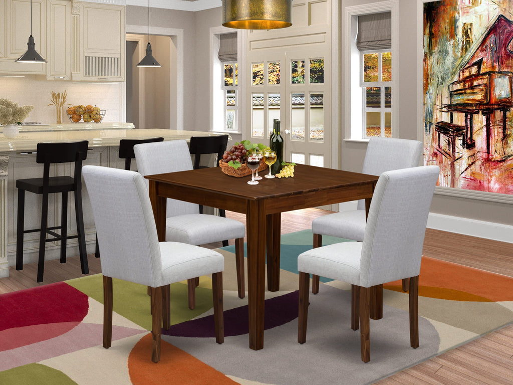 East West Furniture OXAB5-AWA-05 5 Piece Kitchen Table Set for Small SpacesIncludes a Square Modern Dining Table and 4 Parson Kitchen Chairs, 36x36 Inch, Antique Walnut