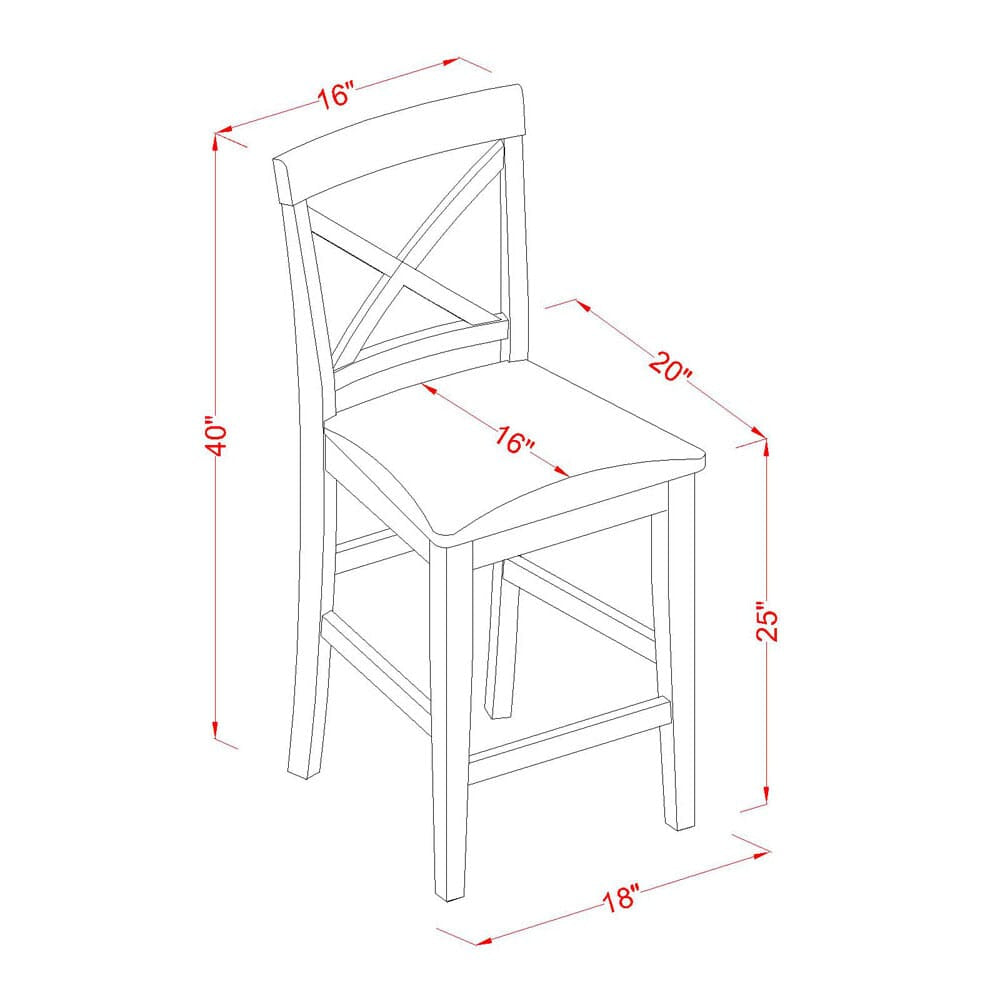 East West Furniture PBS-BRN-C Pub Counter Height Bar Stool - Linen Fabric Bar Height Dining Chairs