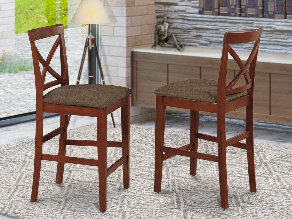 East West Furniture PBS-BRN-C Pub Counter Height Bar Stool - Linen Fabric Bar Height Dining Chairs
