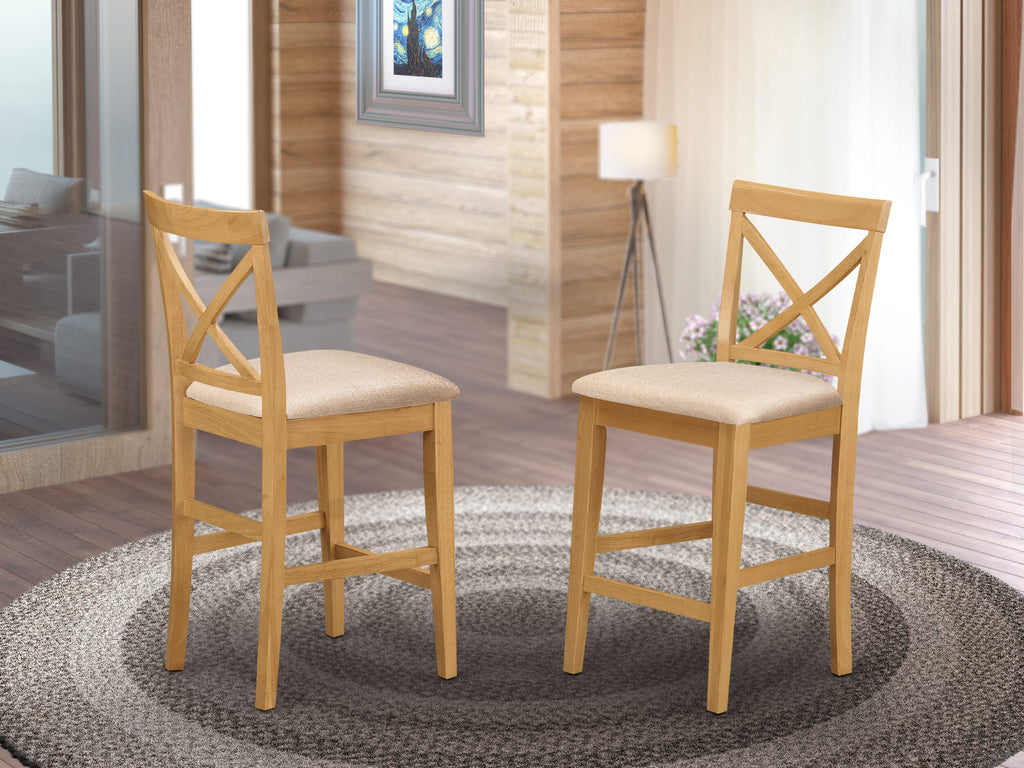East West Furniture PBS-OAK-C Pub Counter Stool Bar Chair - Linen Fabric Pub Height Wooden Chairs