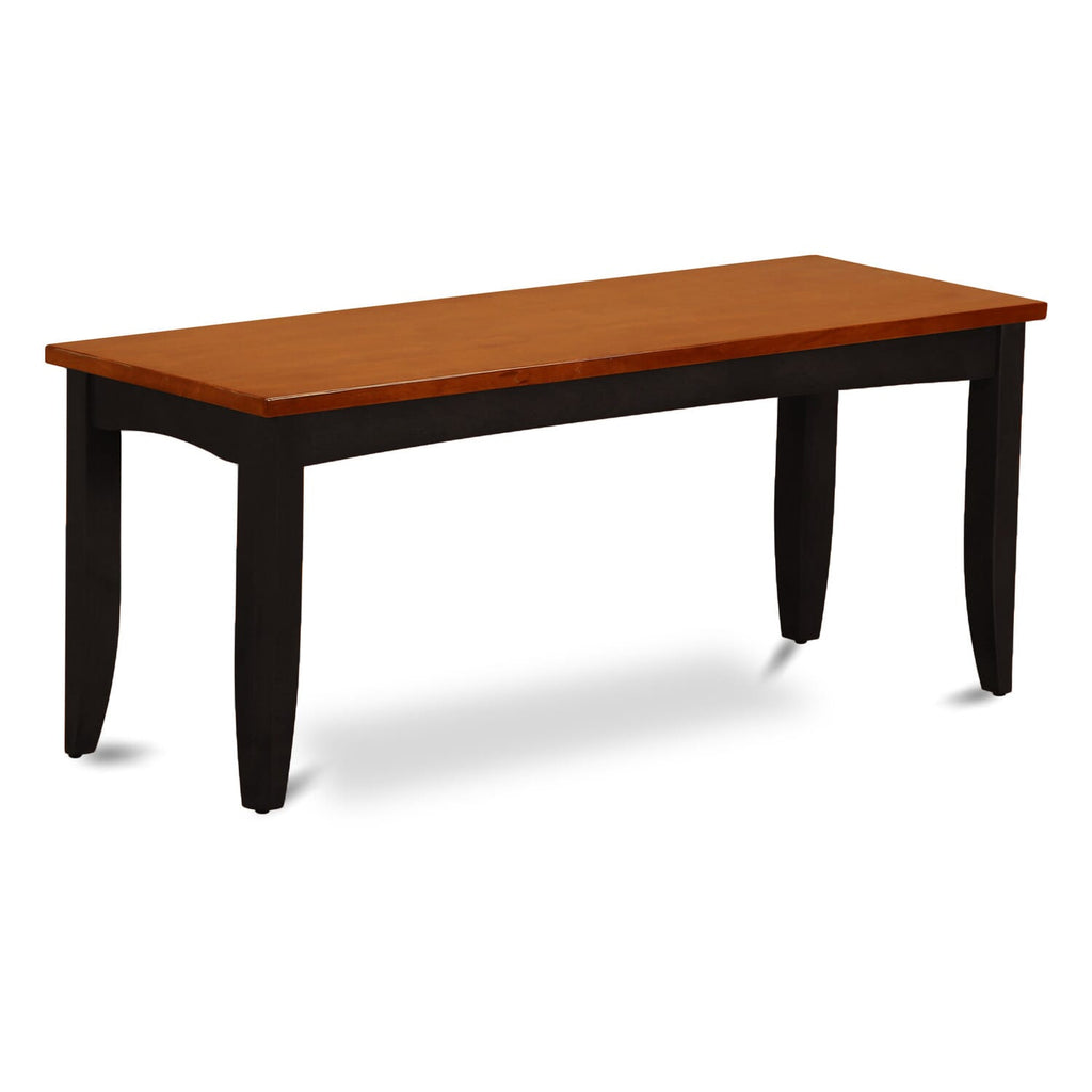 East West Furniture PFB-BLK-W Parfait Dining Room Bench with Solid Wood Seat