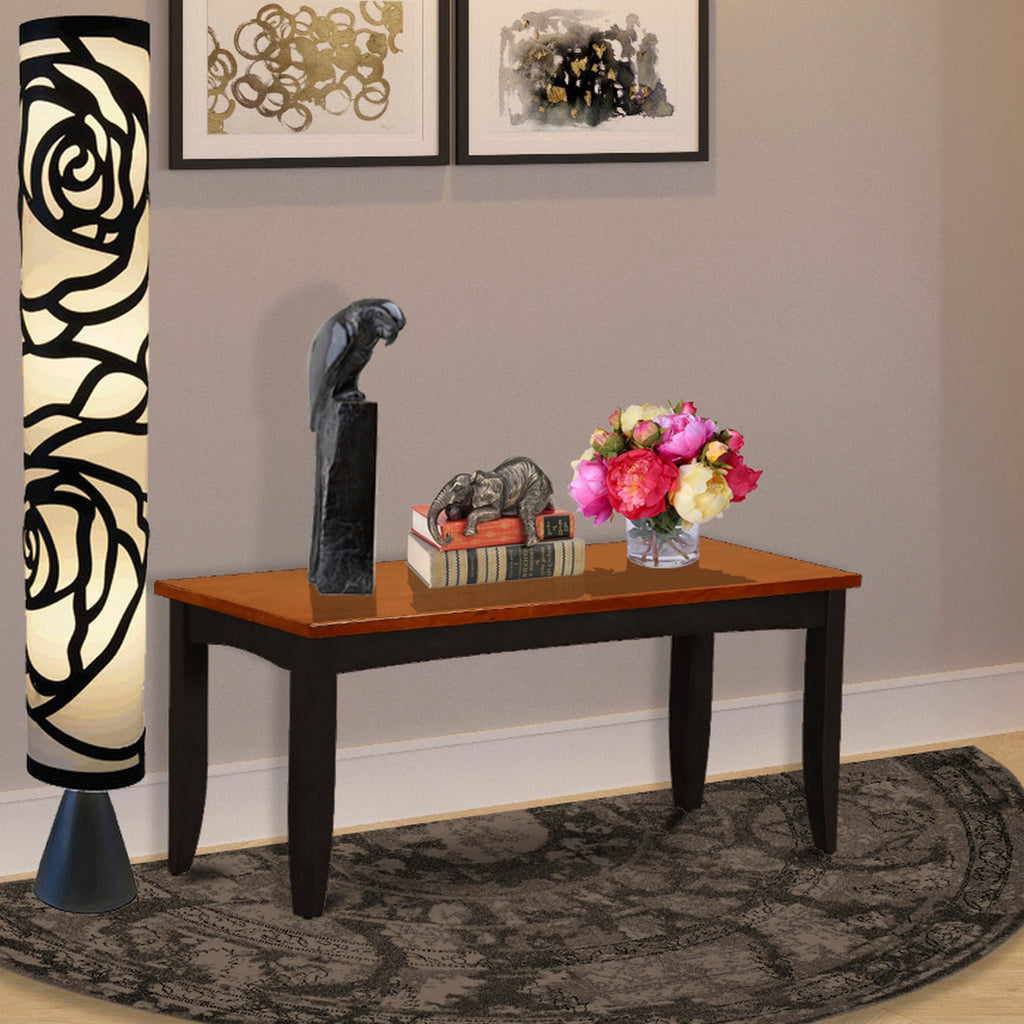 East West Furniture PFB-BLK-W Parfait Dining Room Bench with Solid Wood Seat