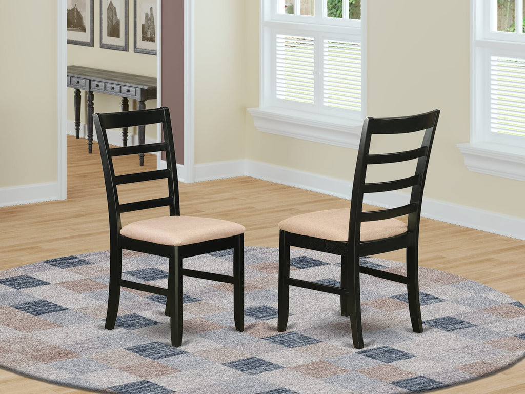 East West Furniture PFC-BLK-C Parfait Dining Chairs - Linen Fabric Upholstered Solid Wood Chairs