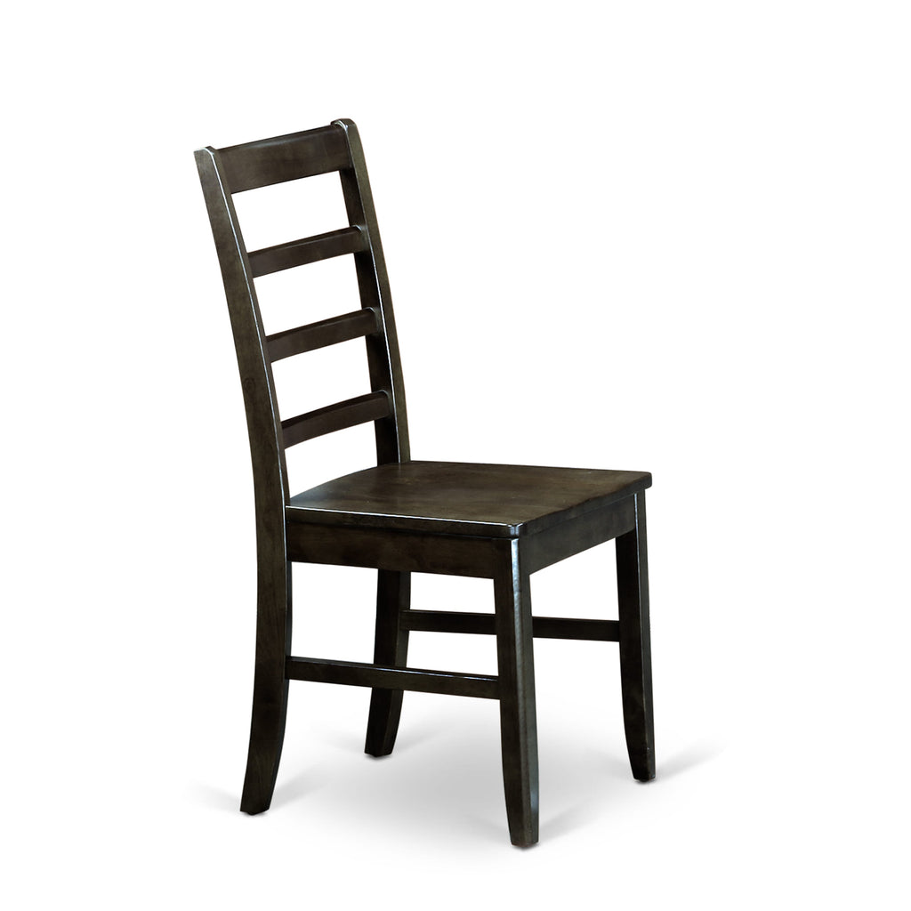East West Furniture PFC-BLK-W Parfait Dining Chairs - Ladder Back Wooden Seat Chairs