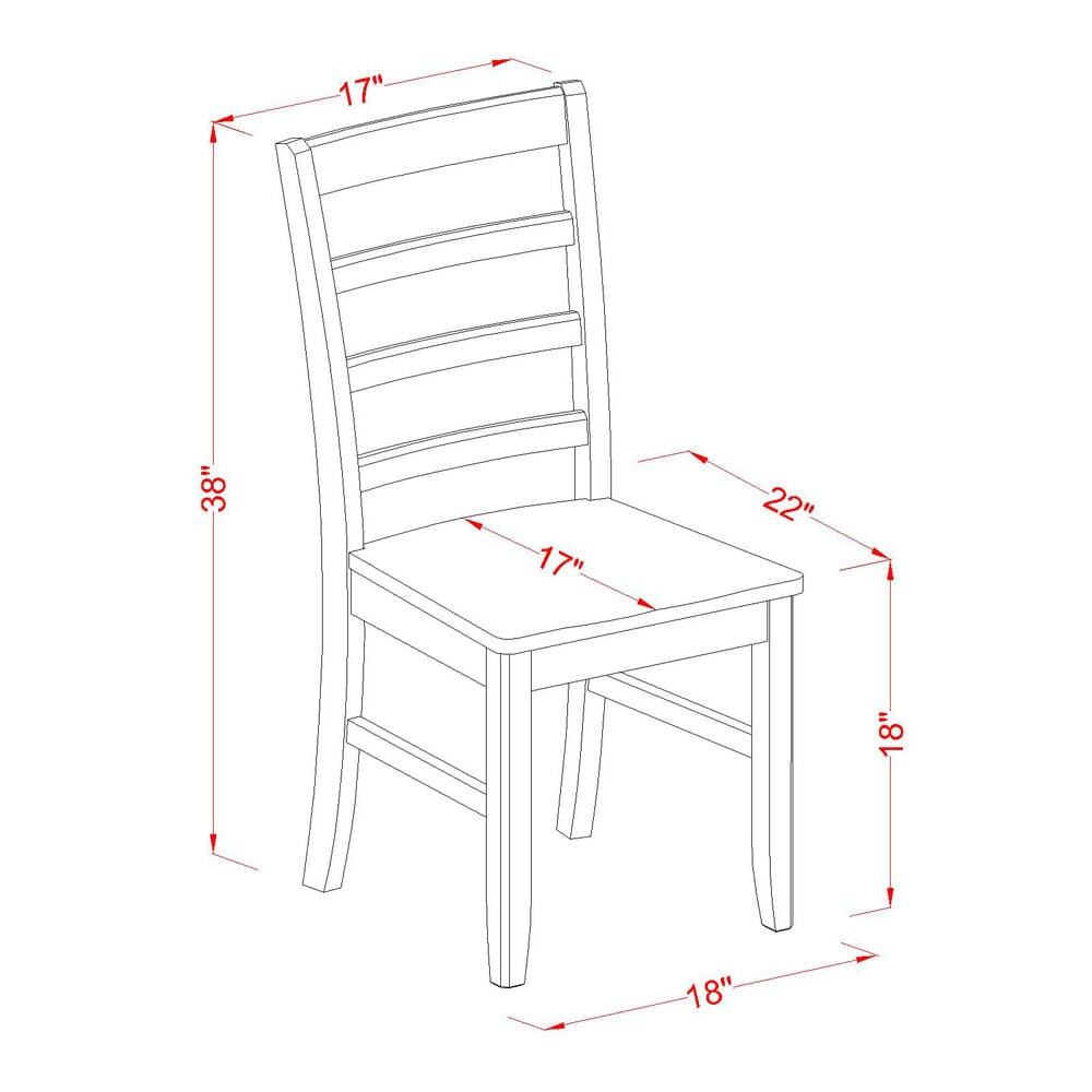East West Furniture PFC-CAP-W Parfait Dinette Chairs - Ladder Back Solid Wood Seat Dining Chairs