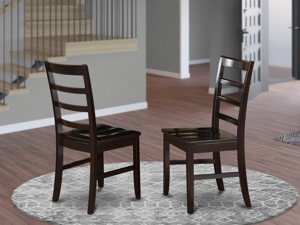 East West Furniture PFC-CAP-W Parfait Dinette Chairs - Ladder Back Solid Wood Seat Dining Chairs