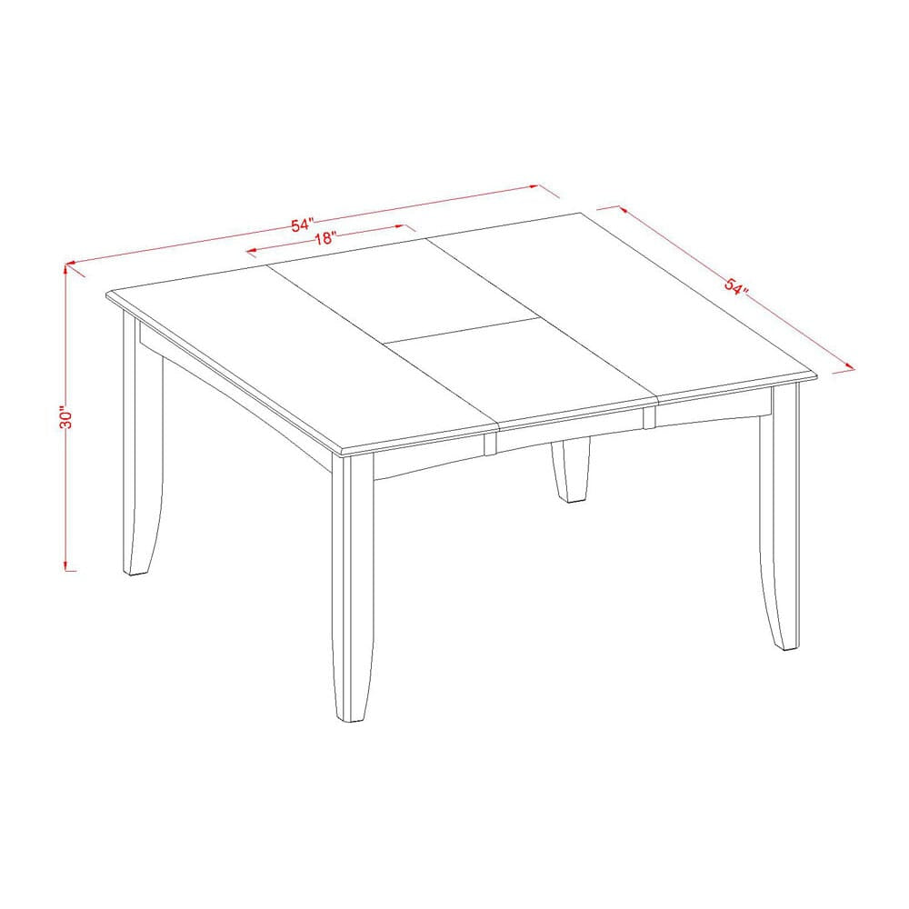 PFT-SBR-T Parfait 54 Square Kitchen Table with 18 Butterfly Leaf - Saddle Brown Color