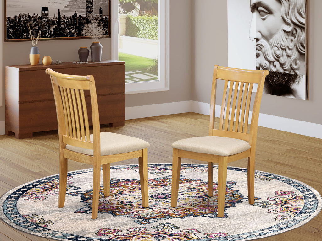 East West Furniture POC-OAK-C Portland Dining Chairs - Linen Fabric Upholstered Solid Wood Chairs