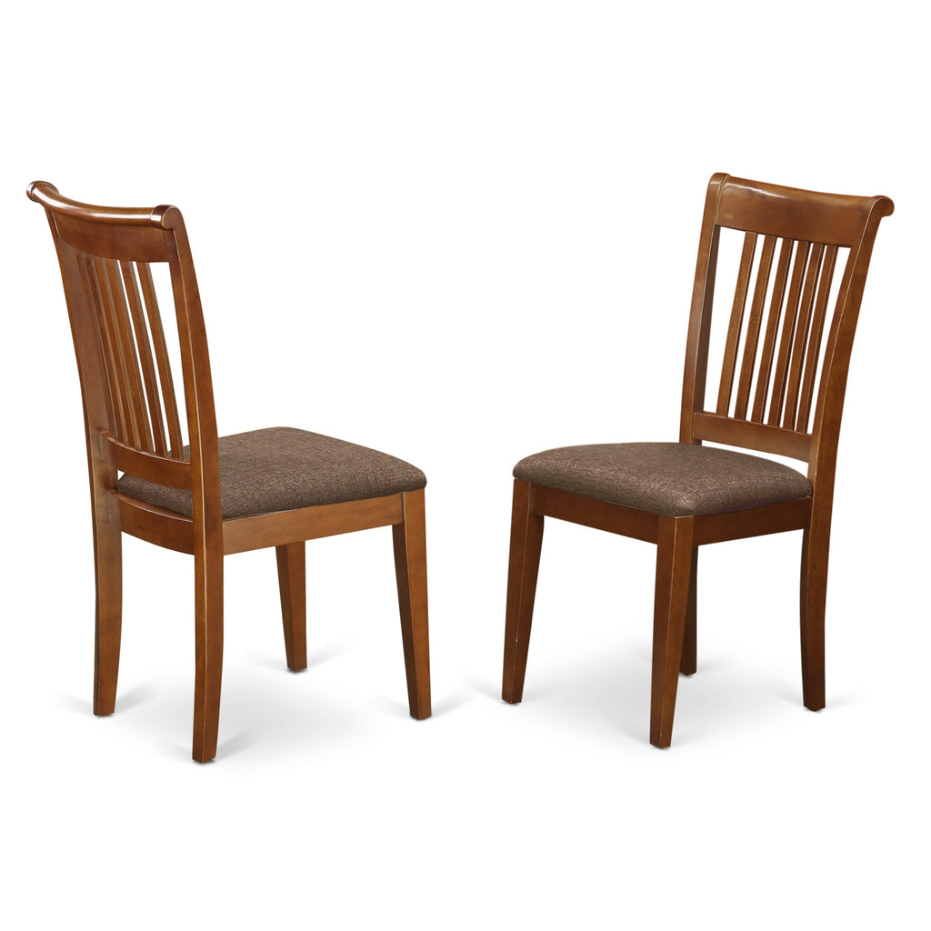 East West Furniture POC-SBR-C Portland Dining Chairs - Linen Fabric Upholstered Wooden Chairs