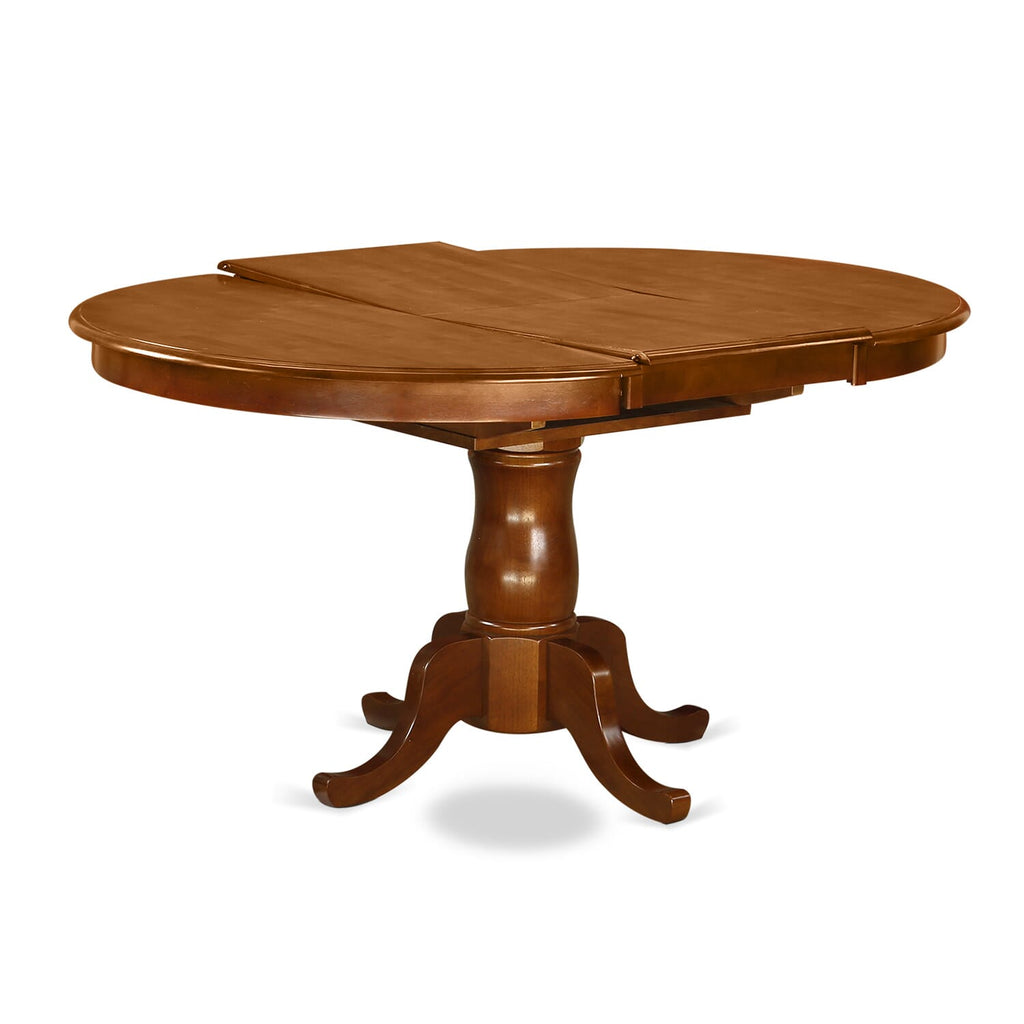 East West Furniture POT-SBR-TP Portland Modern Dining Table - an Oval Kitchen Table Top with Butterfly Leaf & Pedestal Base