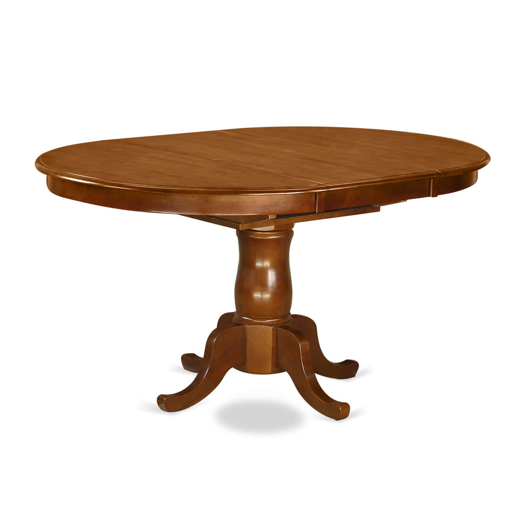 East West Furniture POT-SBR-TP Portland Modern Dining Table - an Oval Kitchen Table Top with Butterfly Leaf & Pedestal Base