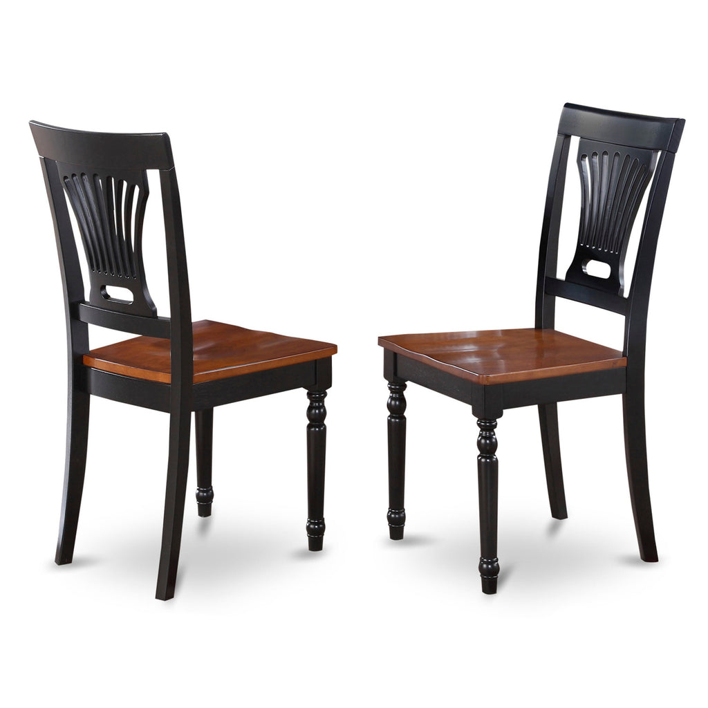 East West Furniture PVC-BLK-W Plainville Dining Chairs - Stylish Back Wooden Seat Chairs