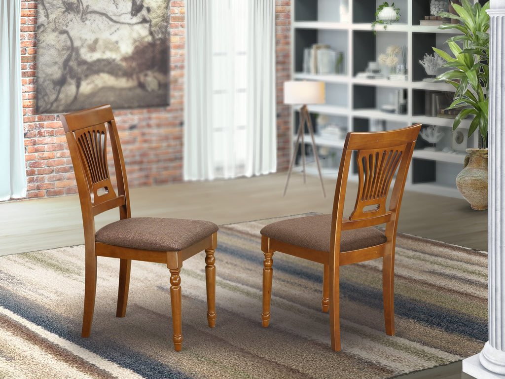 East West Furniture PVC-SBR-C Plainville Dining Room Chairs - Linen Fabric Upholstered Solid Wood Chairs