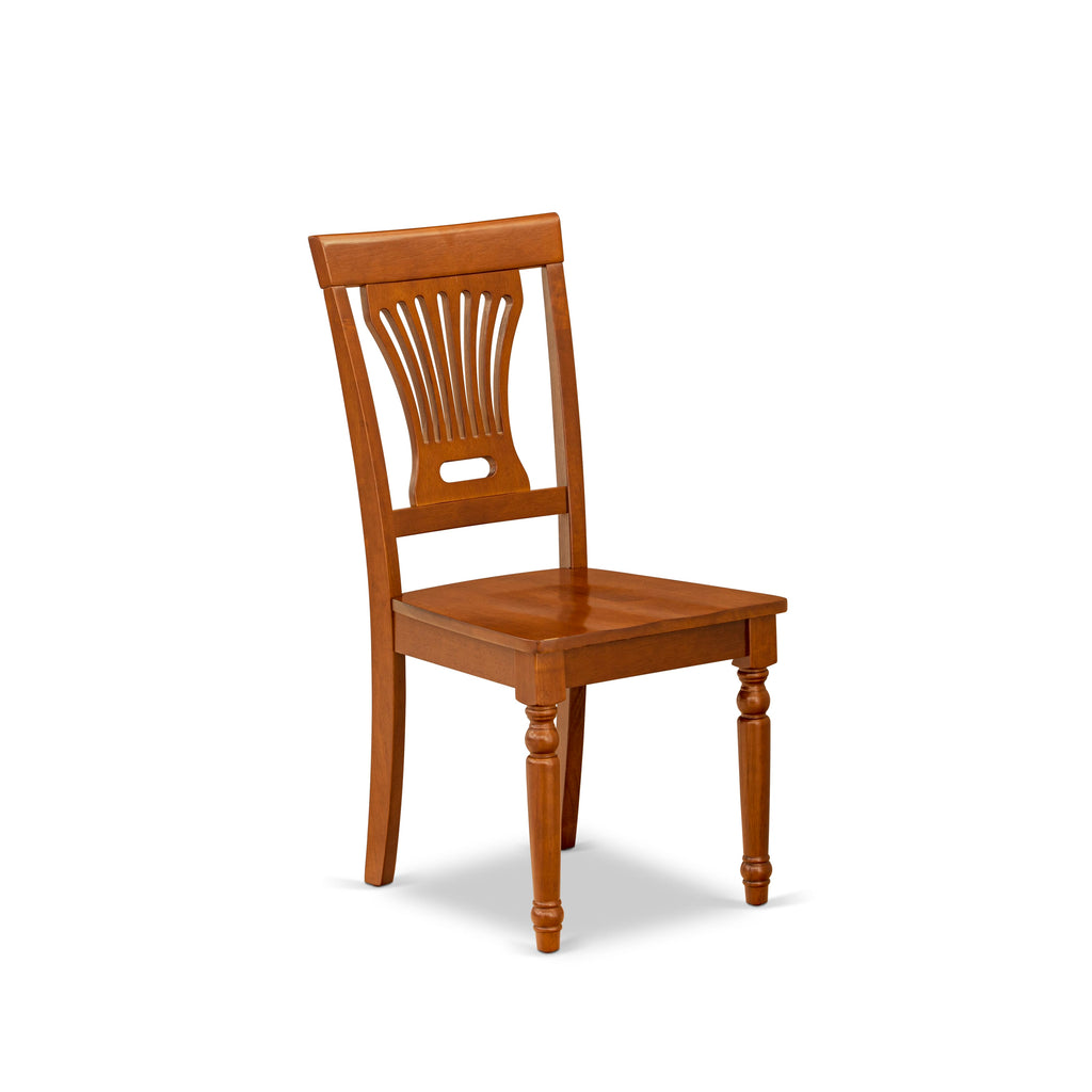 East West Furniture PVC-SBR-W Plainville Dining Chairs - Stylish Back Wood Seat Kitchen Chairs