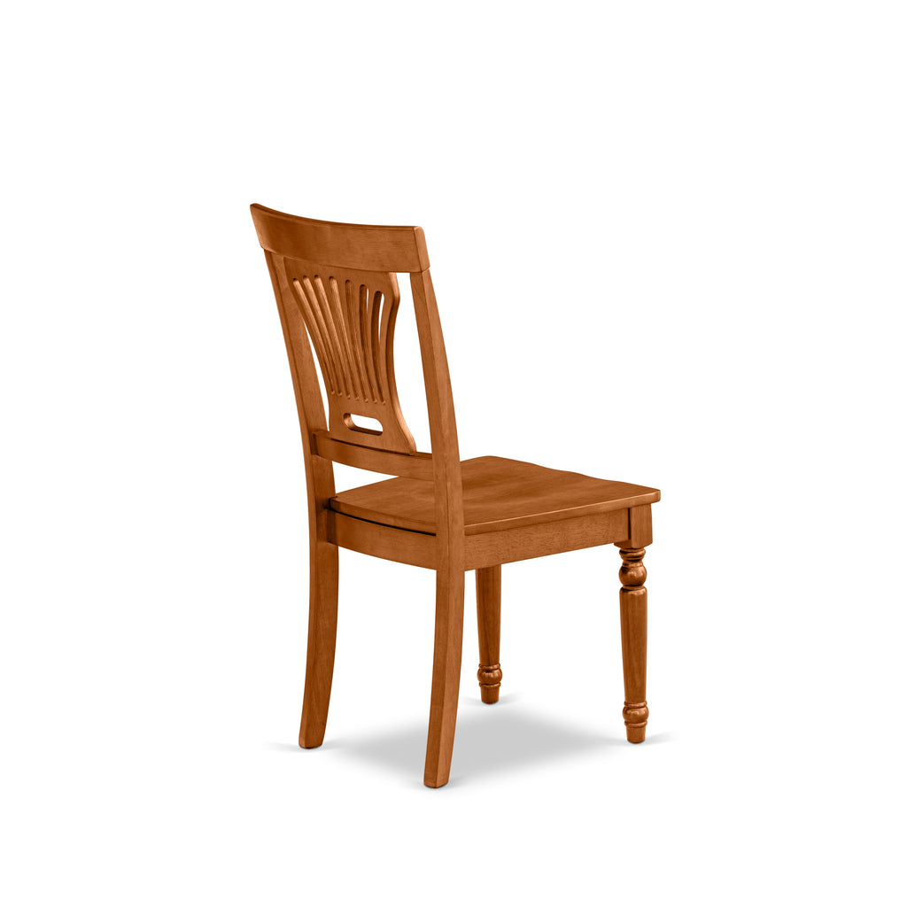 East West Furniture PVC-SBR-W Plainville Dining Chairs - Stylish Back Wood Seat Kitchen Chairs