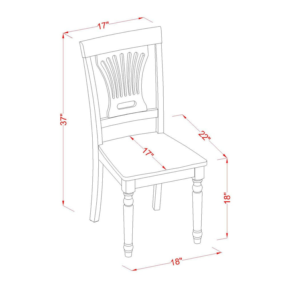 East West Furniture PVC-SBR-W Plainville Dining Chairs - Stylish Back Wood Seat Kitchen Chairs