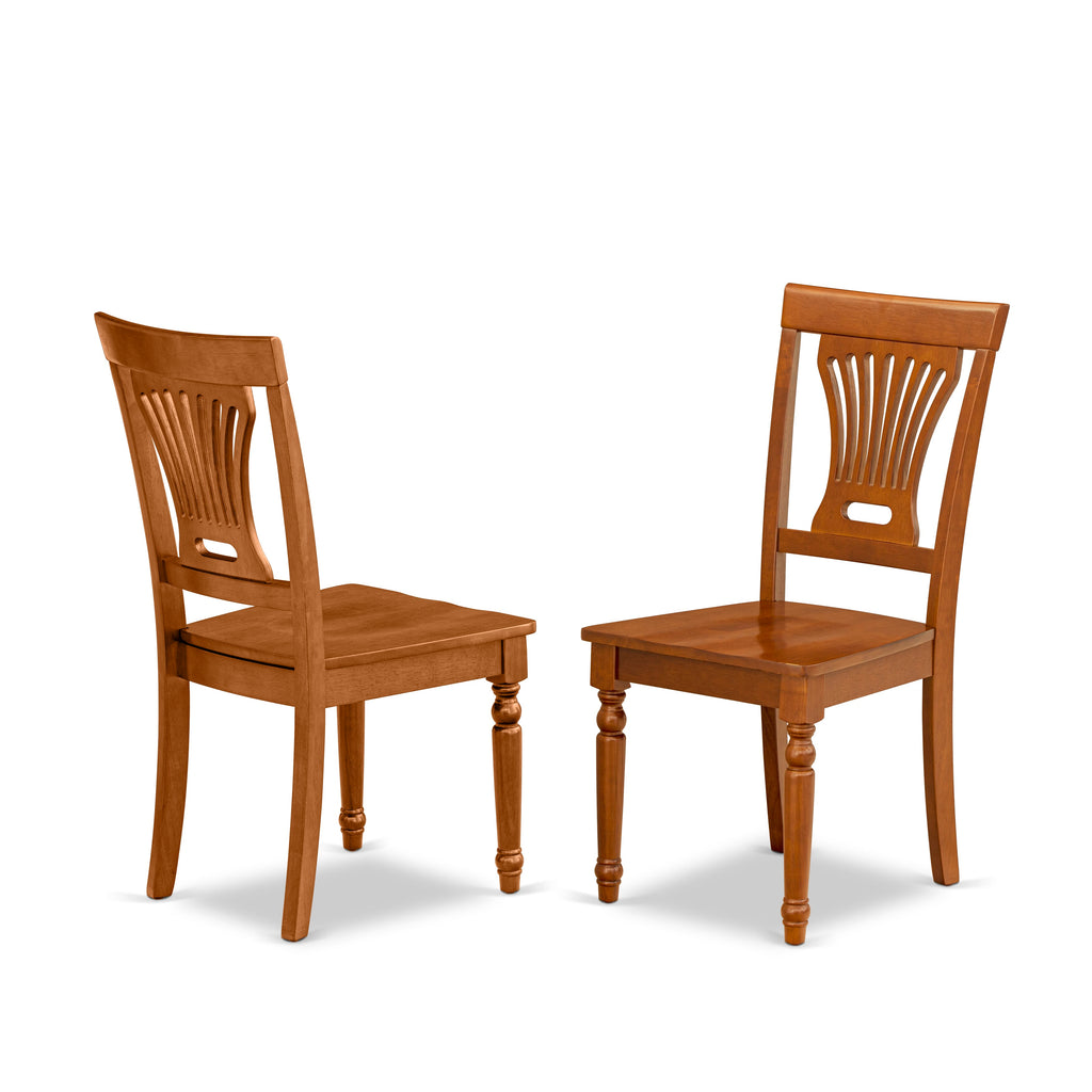 East West Furniture PVC-SBR-W Plainville Dining Chairs - Stylish Back Wood Seat Kitchen Chairs