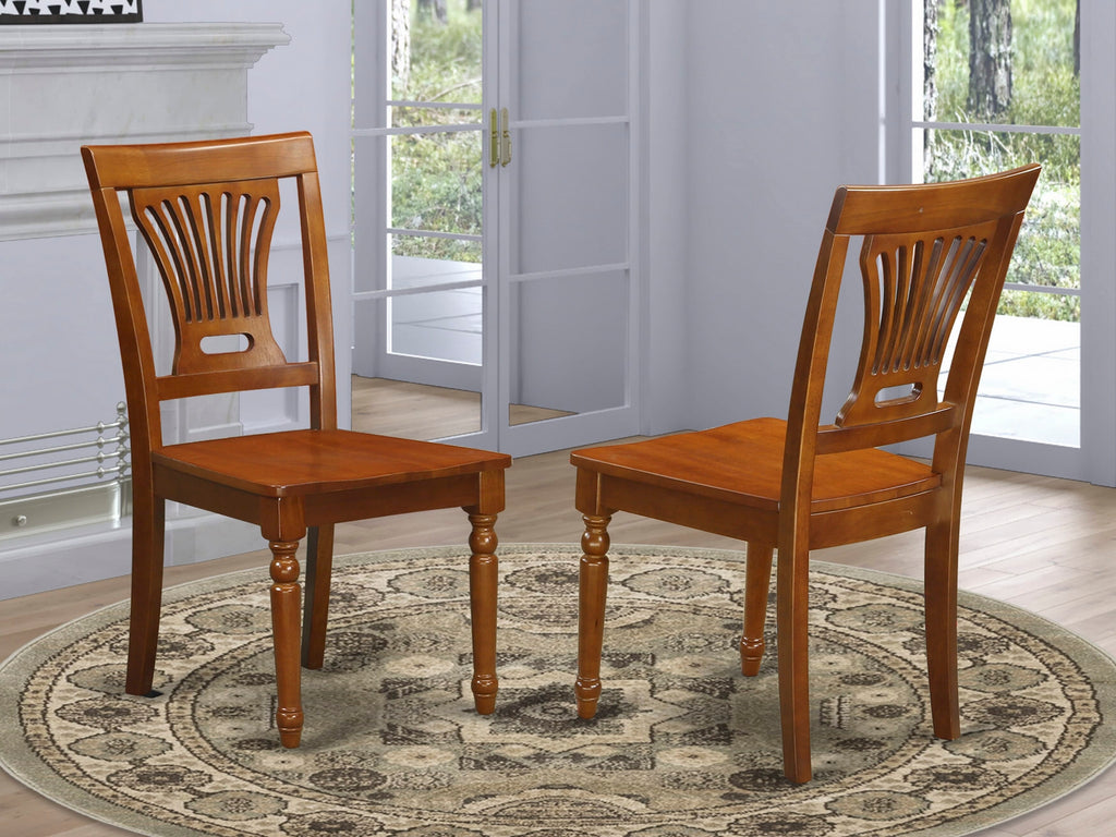 East West Furniture PVC-SBR-W Plainville Dining Chairs - Stylish Back Wood Seat Kitchen Chairs