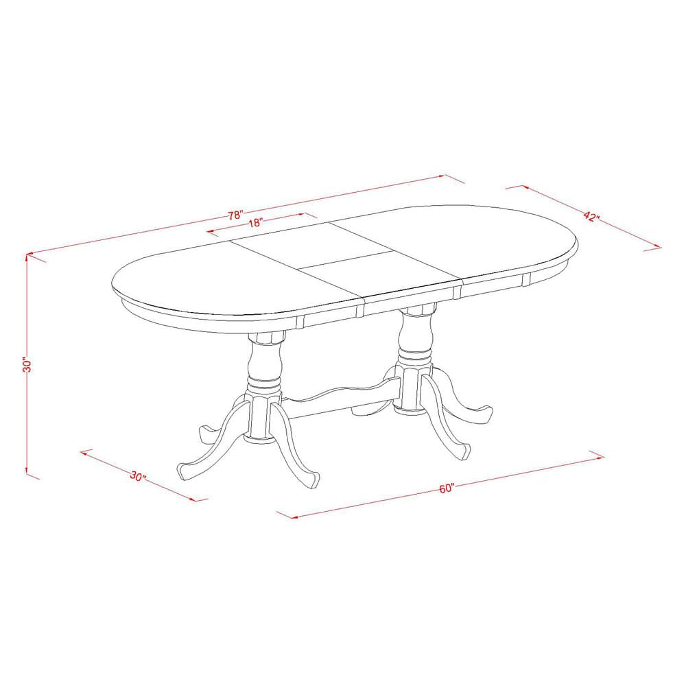 East West Furniture PVT-SBR-TP Plainville Kitchen Table - an Oval Dining Table Top with Butterfly Leaf & Double Pedestal Base, 42x78 Inch, Saddle Brown