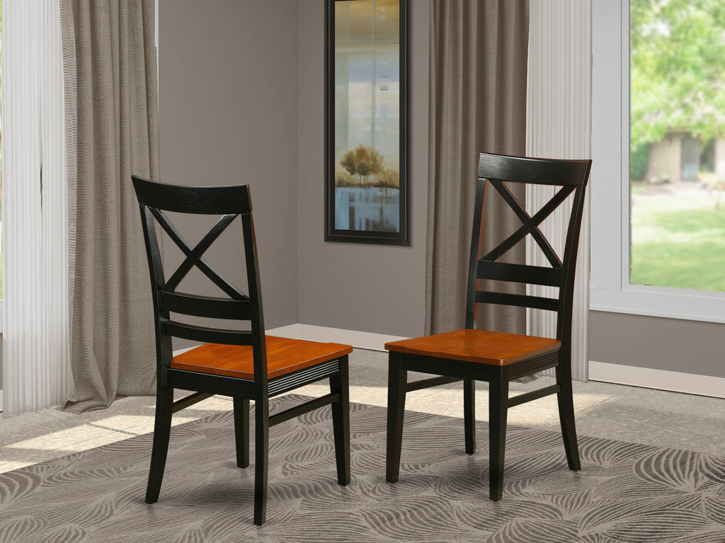 East West Furniture QUC-BLK-W Quincy Kitchen Dining Chairs - Cross Back Wooden Seat Chairs