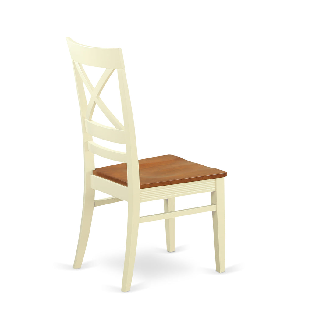 East West Furniture QUC-WHI-W Quincy Dining Room Chairs - Cross Back Solid Wood Seat Chairs
