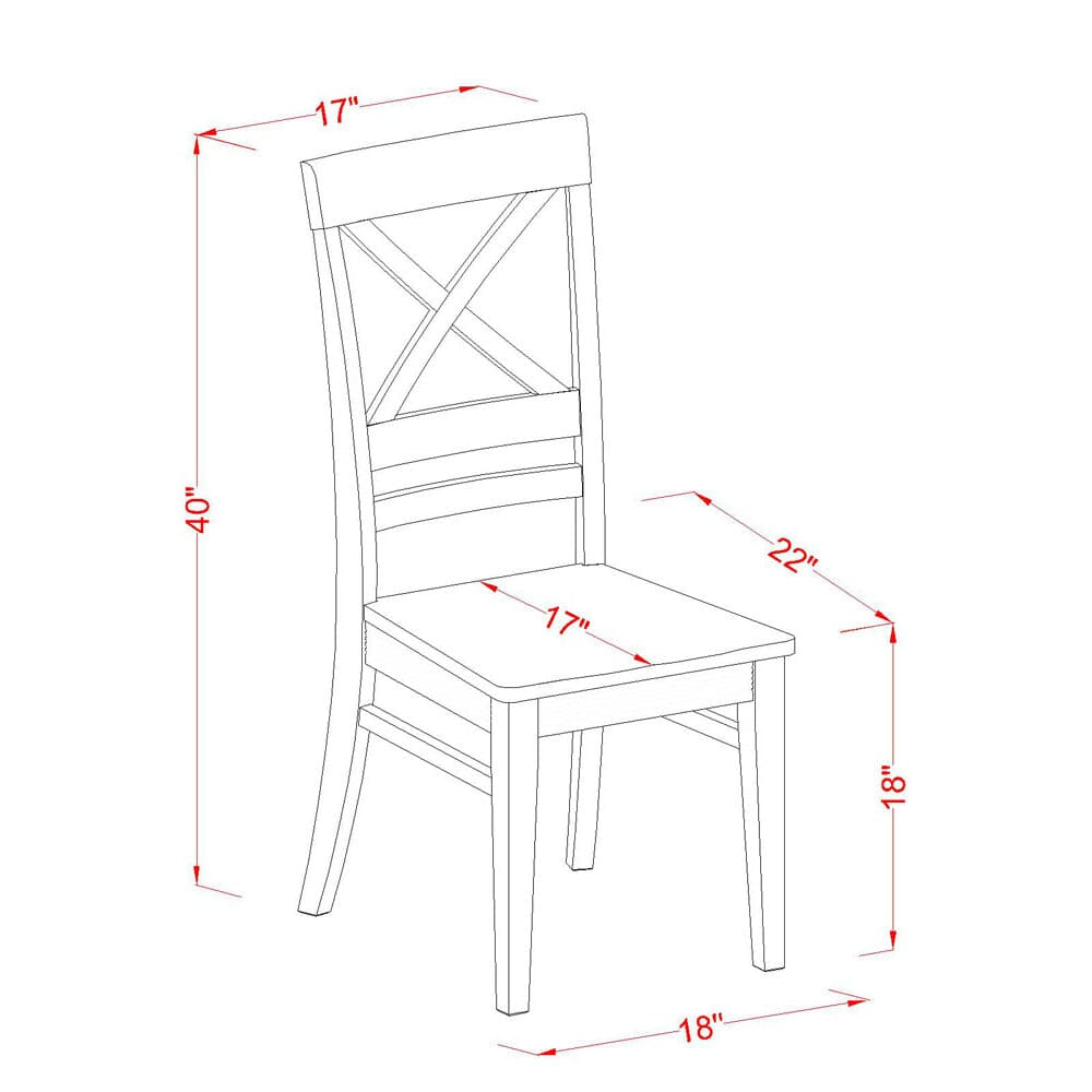 East West Furniture QUC-WHI-W Quincy Dining Room Chairs - Cross Back Solid Wood Seat Chairs