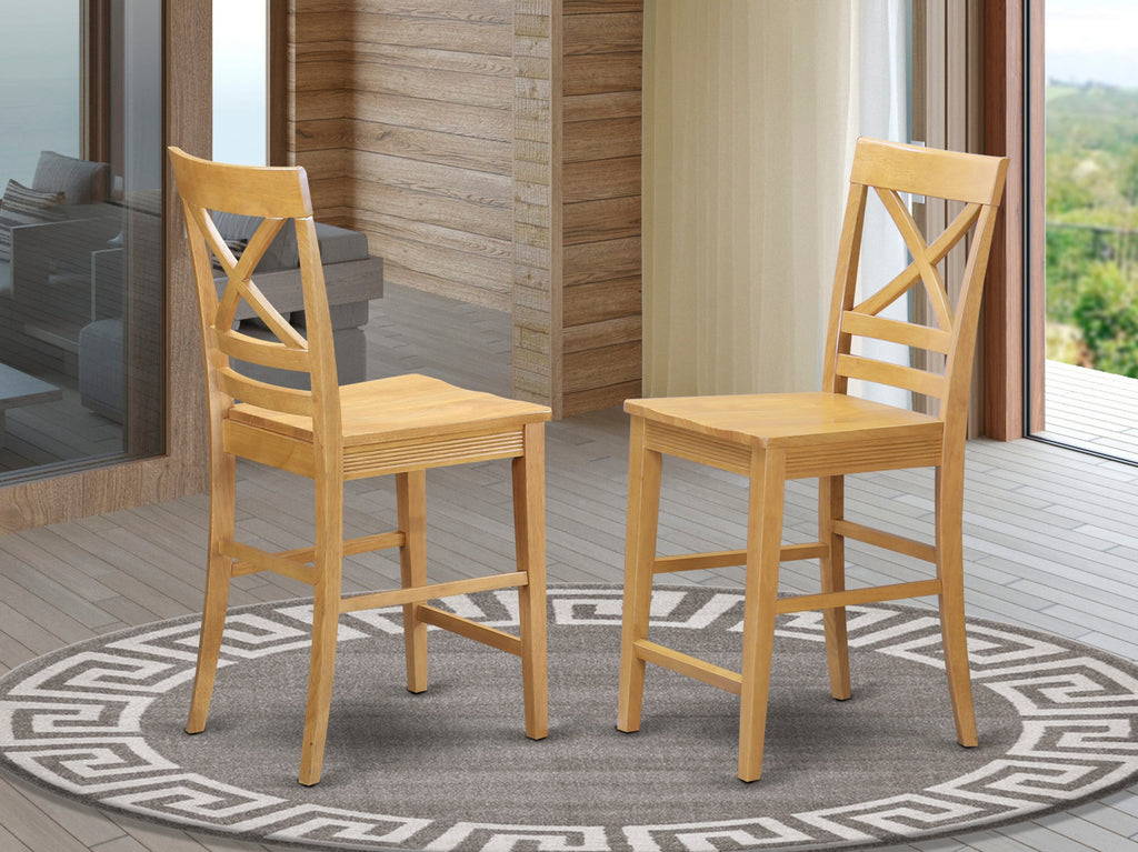 East West Furniture YAQU5-OAK-W 5 Piece Counter Height Dining Table Set Includes a Rectangle Kitchen Table and 4 Dining Room Chairs
