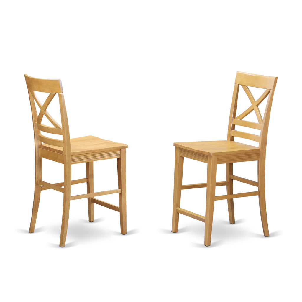 East West Furniture YAQU5-OAK-W 5 Piece Counter Height Dining Table Set Includes a Rectangle Kitchen Table and 4 Dining Room Chairs