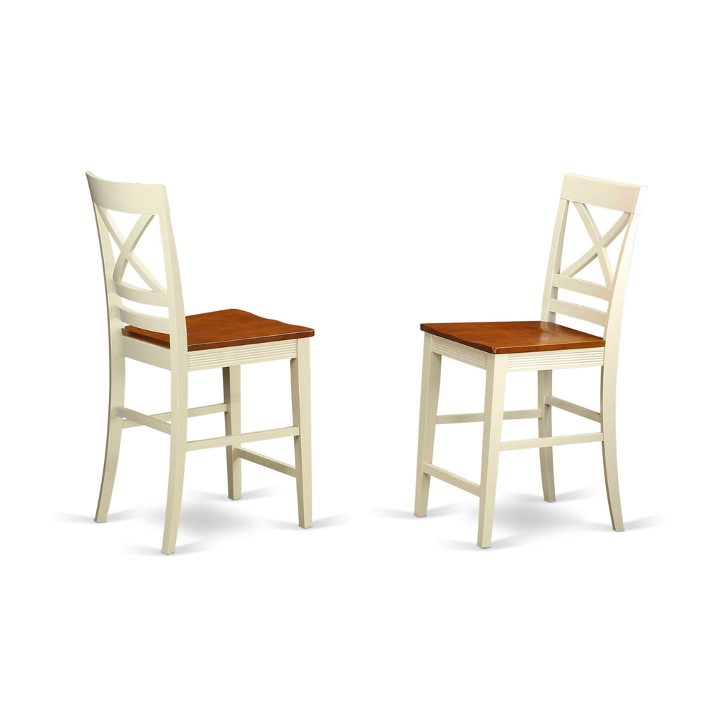 East West Furniture QUS-WHI-W Quincy Counter-Height Barstool - Pub Height Dining Chairs