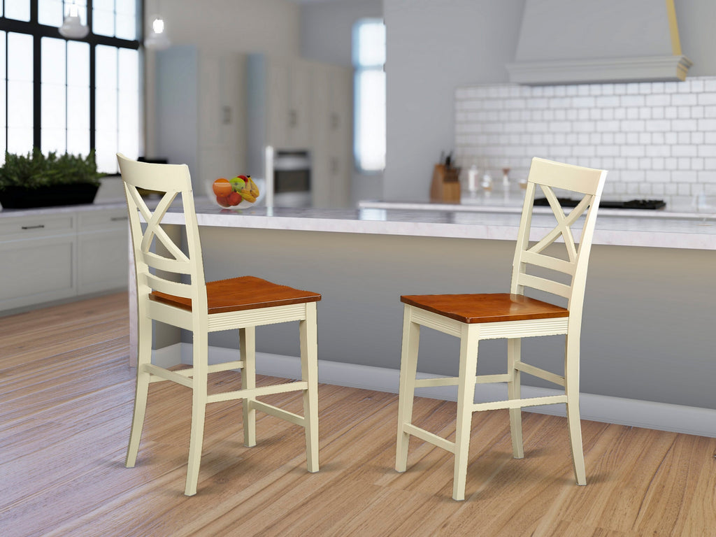 East West Furniture QUS-WHI-W Quincy Counter-Height Barstool - Pub Height Dining Chairs