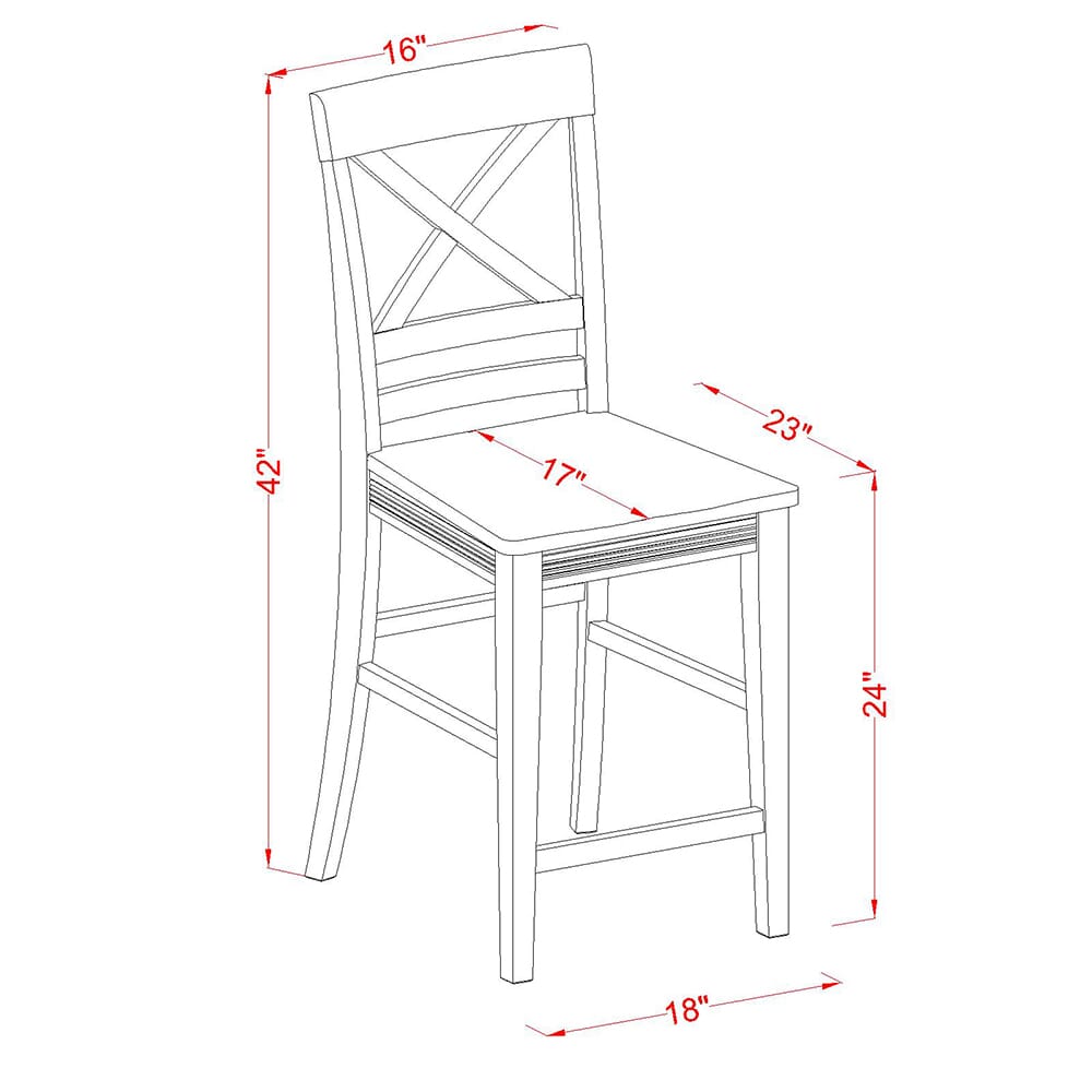 East West Furniture QUS-WHI-W Quincy Counter-Height Barstool - Pub Height Dining Chairs