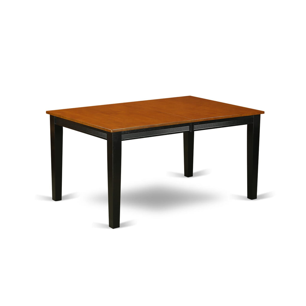 East West Furniture QUT-BLK-T Quincy Dining Room Table - a Rectangle kitchen Table Top with Butterfly Leaf