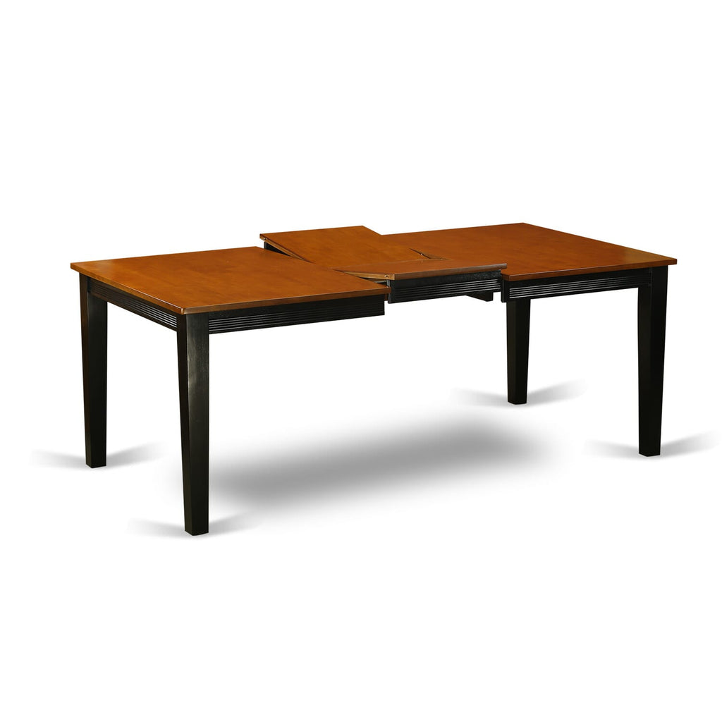 East West Furniture QUT-BLK-T Quincy Dining Room Table - a Rectangle kitchen Table Top with Butterfly Leaf