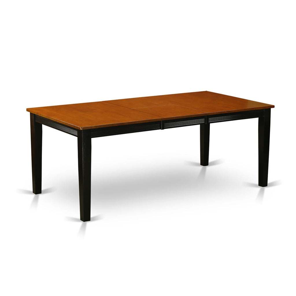 East West Furniture QUT-BLK-T Quincy Dining Room Table - a Rectangle kitchen Table Top with Butterfly Leaf
