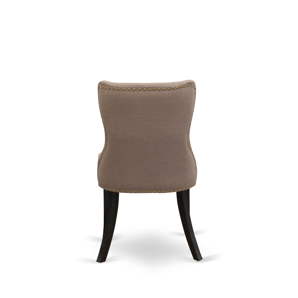 East West Furniture X626SI648-5 5 Piece Modern Dining Table Set Includes a Rectangle Wooden Table with X-Legs and 4 Coffee Linen Fabric Parsons Dining Chairs