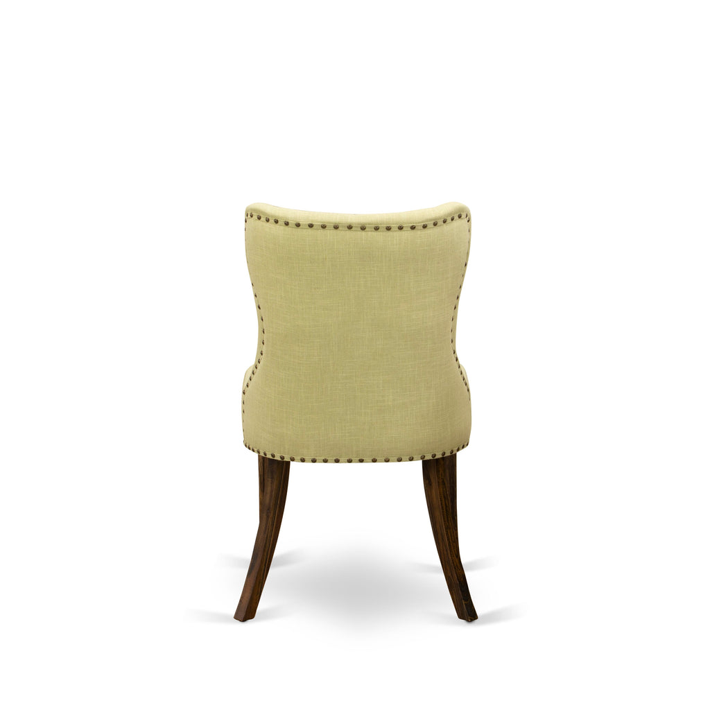 East West Furniture X727SI737-5 5 Piece Modern Dining Table Set Includes a Rectangle Wooden Table with X-Legs and 4 Limelight Linen Fabric Parson Dining Chairs