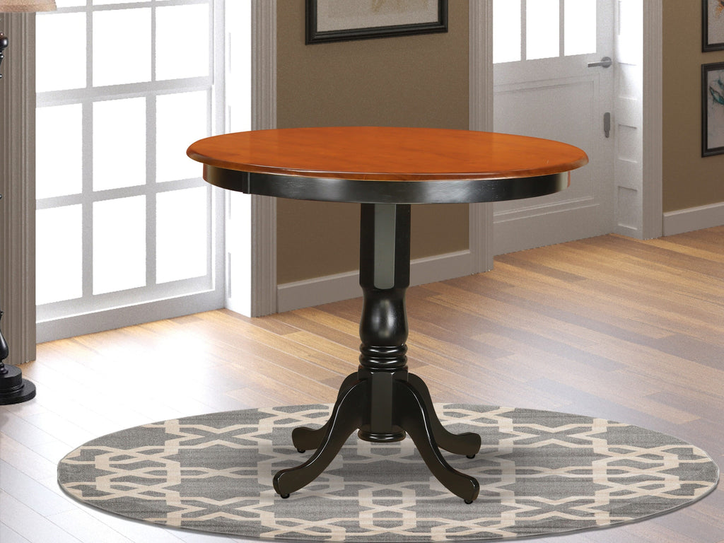 East West Furniture TRT-BLK-TP Trenton Counter Height Table - a Round Dining Table Top with Pedestal Base