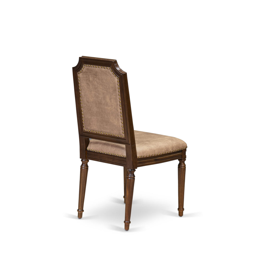 Luxe by East West Furniture NKTY5-AWA-28 5-piece Modern Dining Table Set consists of a Kitchen Table and 4 Beige PU Leather Dining room Chairs with High Back-Antique Walnut Finish