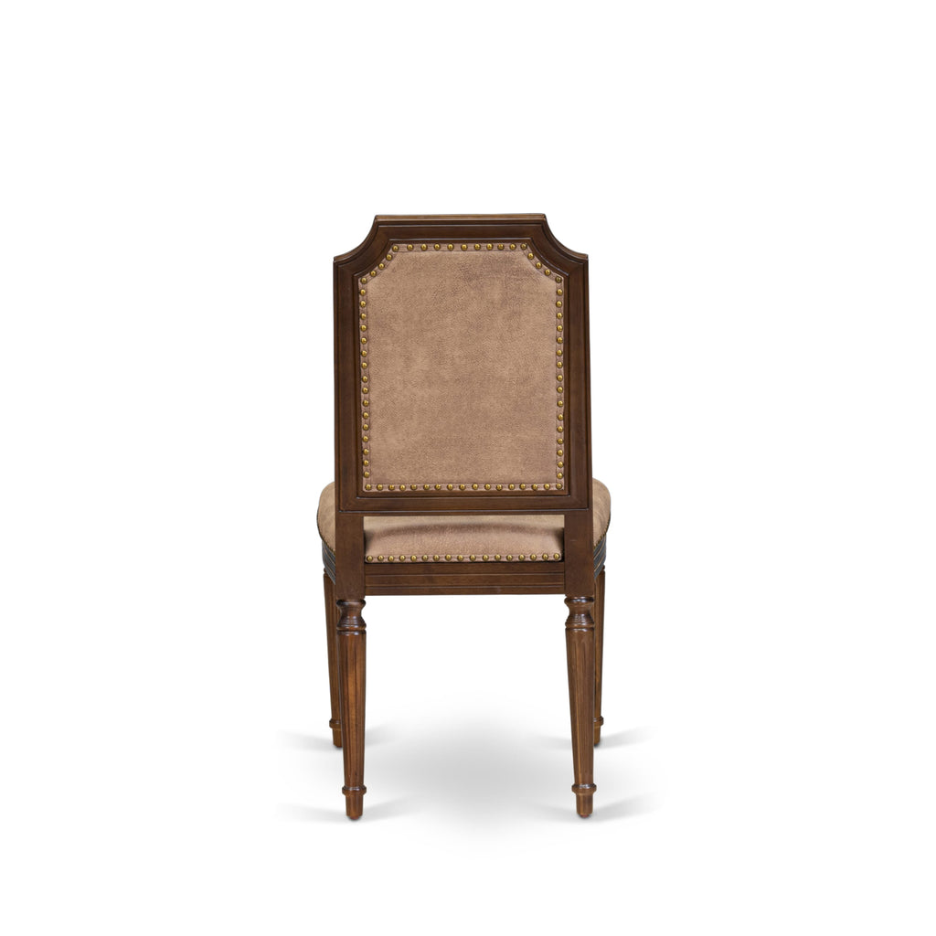 Luxe by East West Furniture NKTY5-AWA-28 5-piece Modern Dining Table Set consists of a Kitchen Table and 4 Beige PU Leather Dining room Chairs with High Back-Antique Walnut Finish