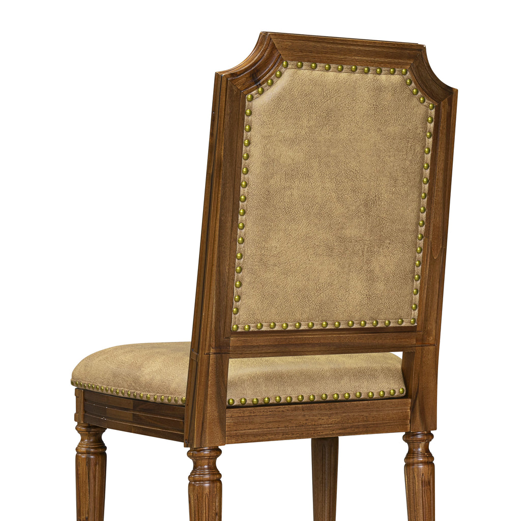 Luxe by East West Furniture NKTY9-AWA-28 9-piece Kitchen Table Set consists of a Dining Table and 8 Beige PU Leather Dinner Chairs with High Back-Antique Walnut Finish