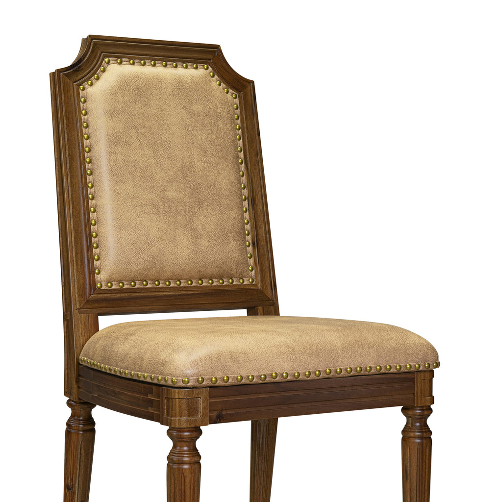 Luxe by East West Furniture NKTY9-AWA-28 9-piece Kitchen Table Set consists of a Dining Table and 8 Beige PU Leather Dinner Chairs with High Back-Antique Walnut Finish